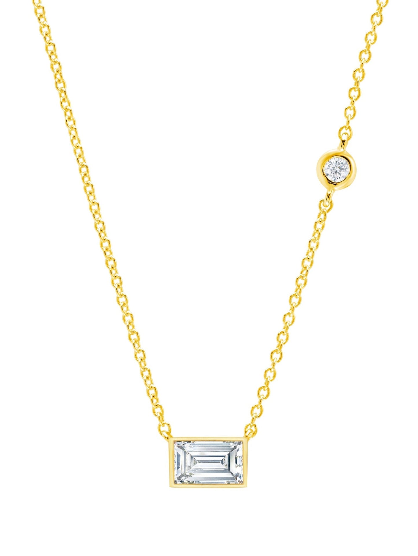 Crislu Rectangle Ray CZ Necklace in 18kt Yellow Gold