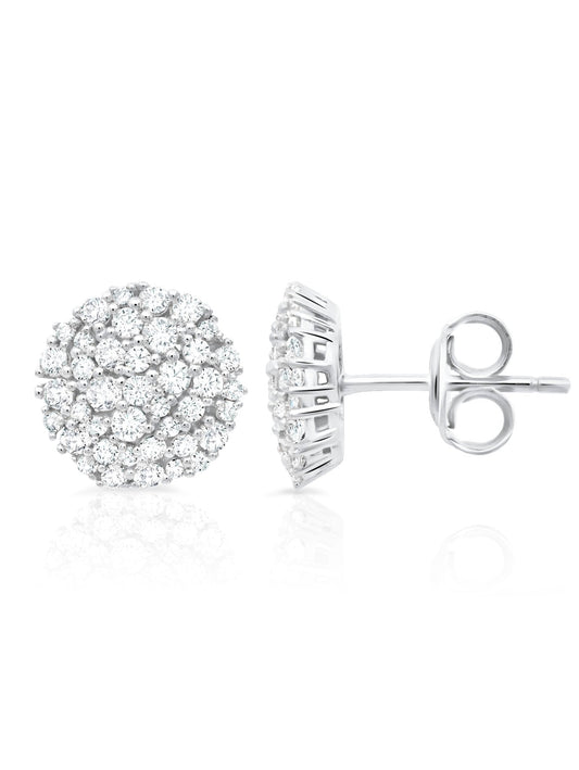 Crislu Round Glisten Stud Earrings Finished in Pure Platinum