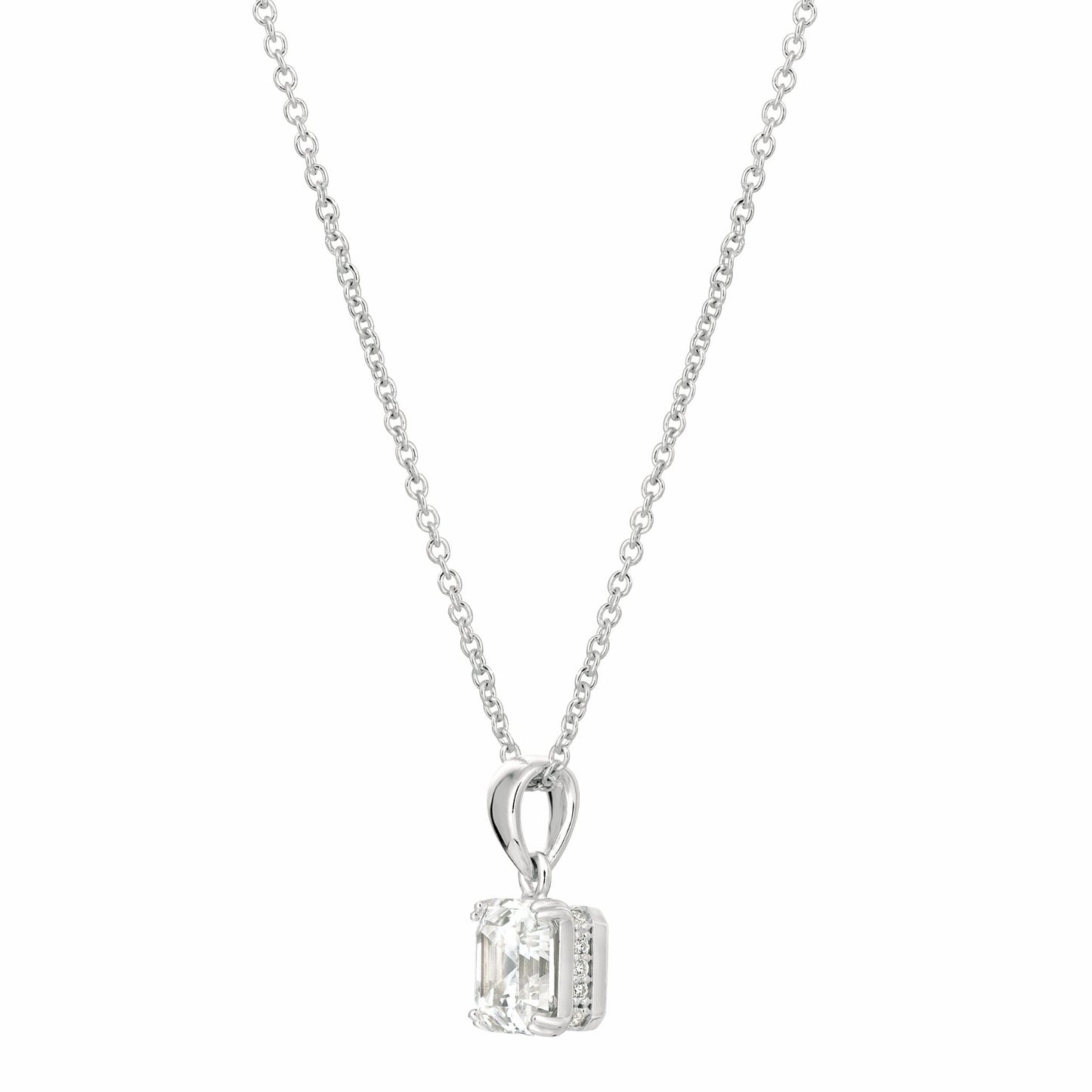 Crislu Royal Asscher Cut Pendant Necklace in Platinum