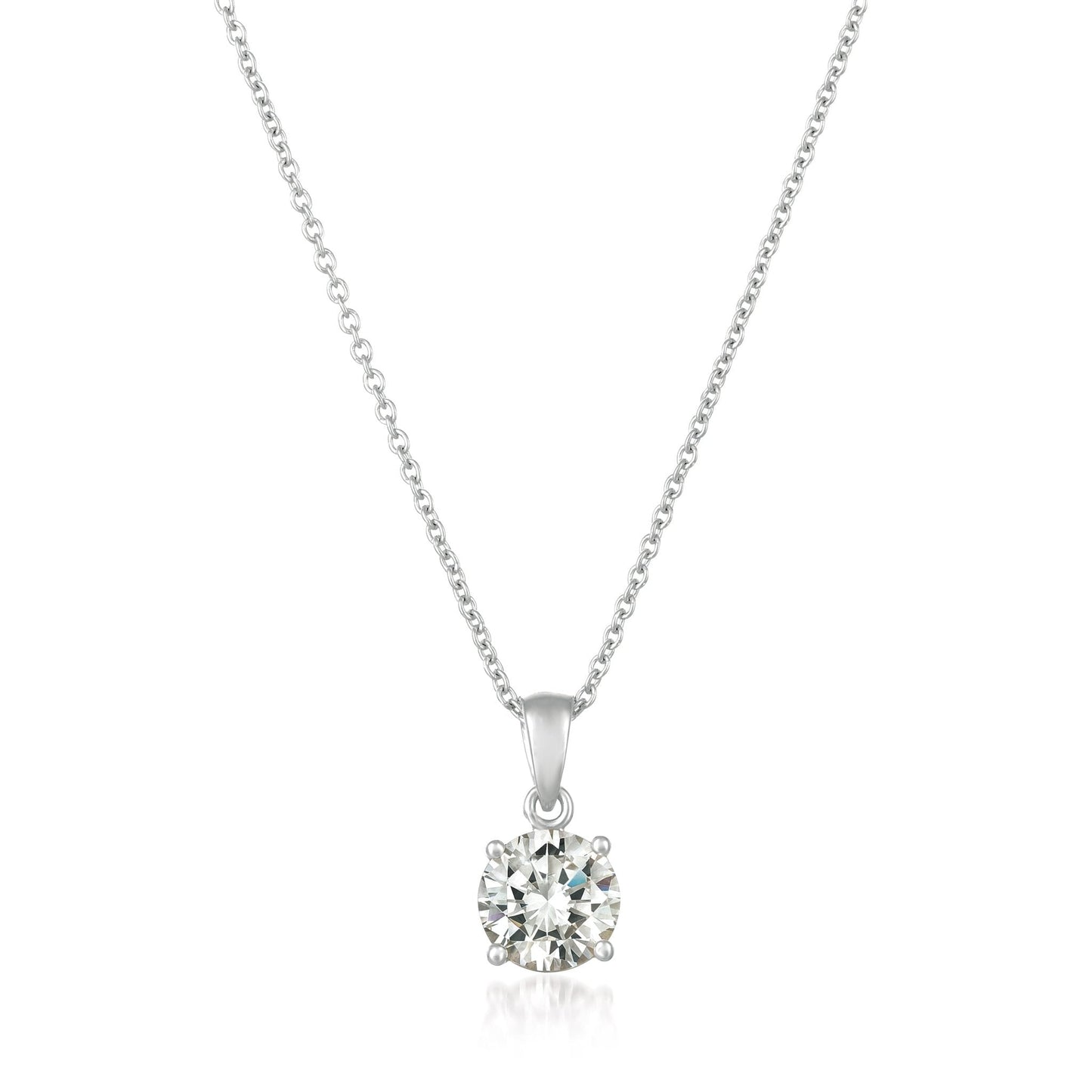 Crislu Royal Brilliant Cut Pendant Necklace in Pure Platinum