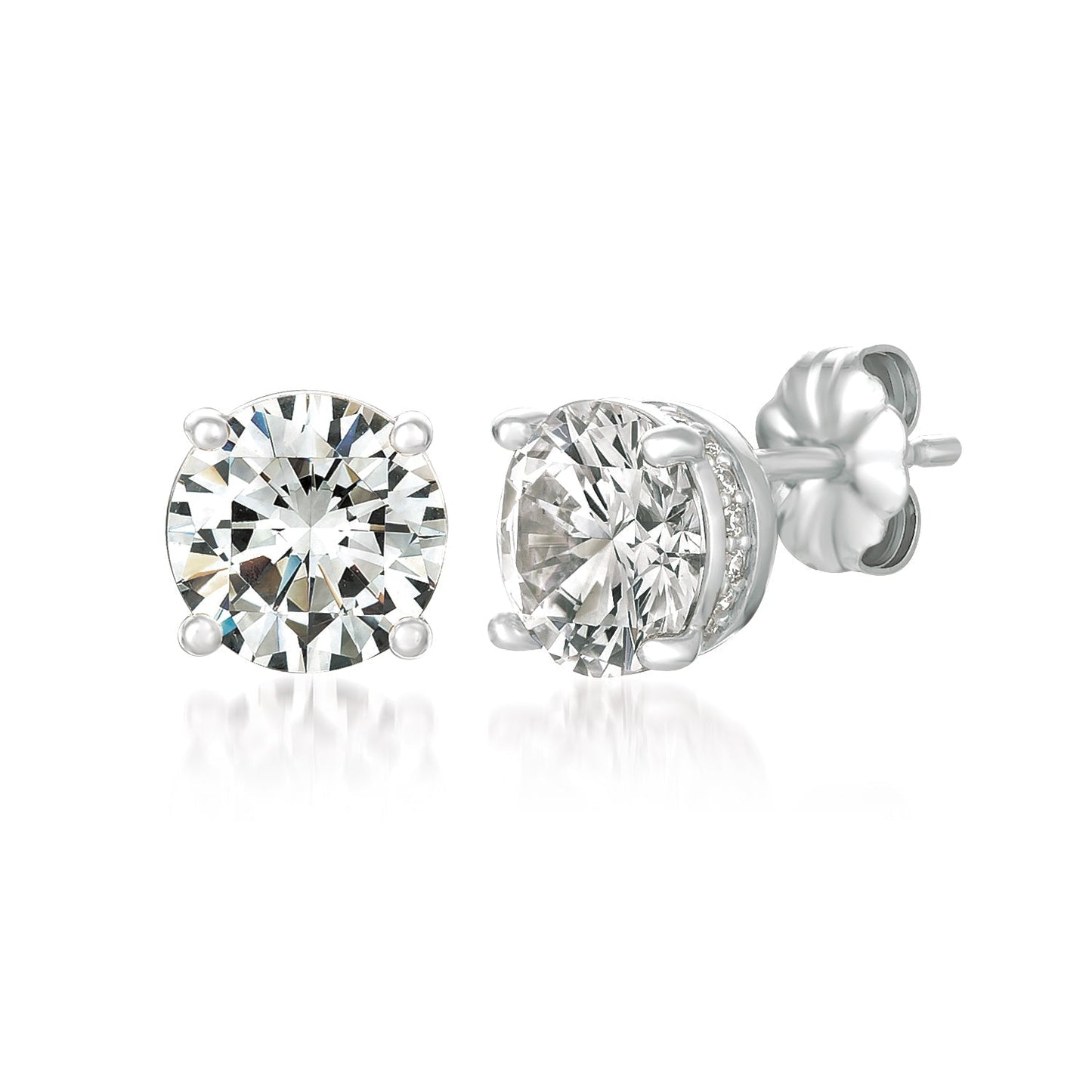 Crislu Royal Brilliant Cut Stud Earrings Finished in Pure Platinum