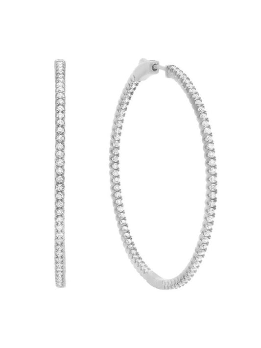 Crislu Small Pave Hoop Earrings Finished in Pure Platinum