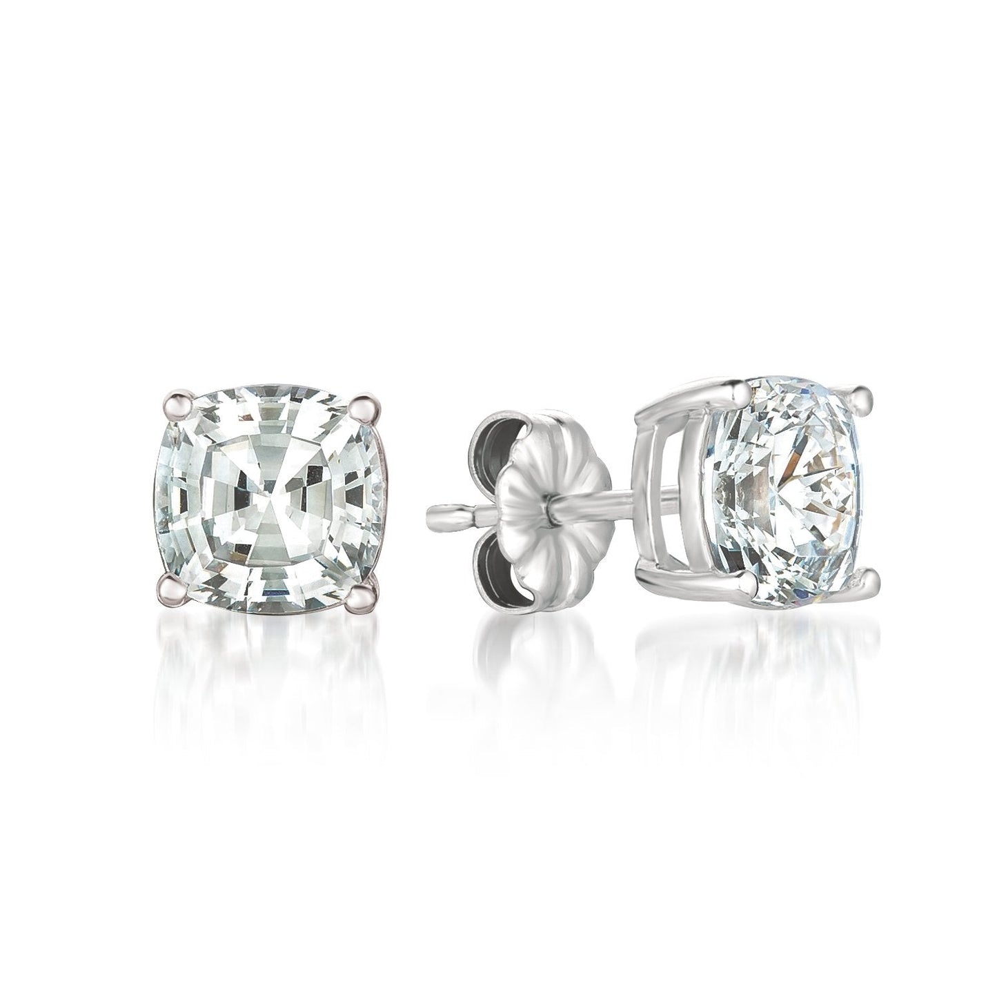 Crislu Solitaire Asscher Earrings Finsihed in Pure Platinum - 4.0 Cttw