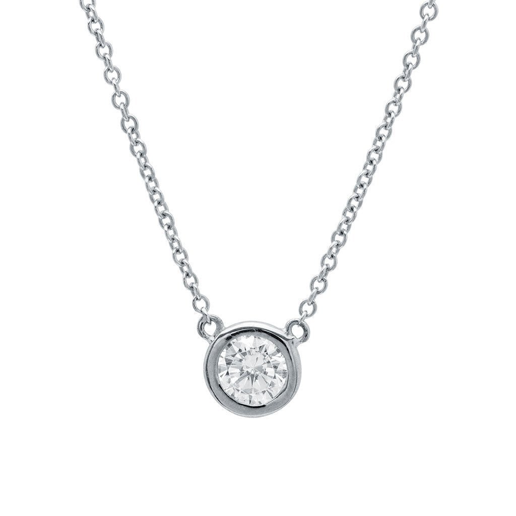 Crislu Solitaire Bezel Pendant Small Finished in Pure Platinum