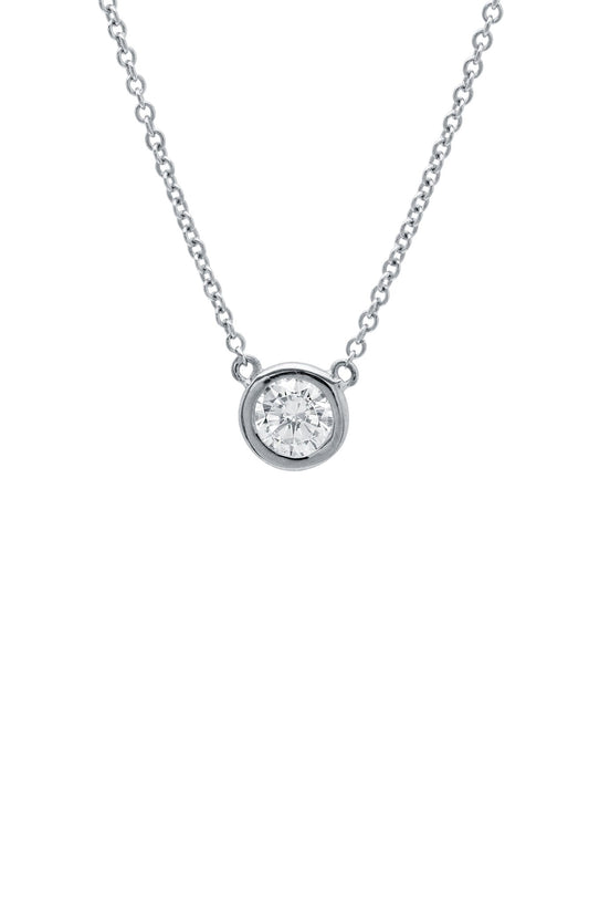 Crislu Solitaire Bezel Set Pendant Small Finished in Pure Platinum