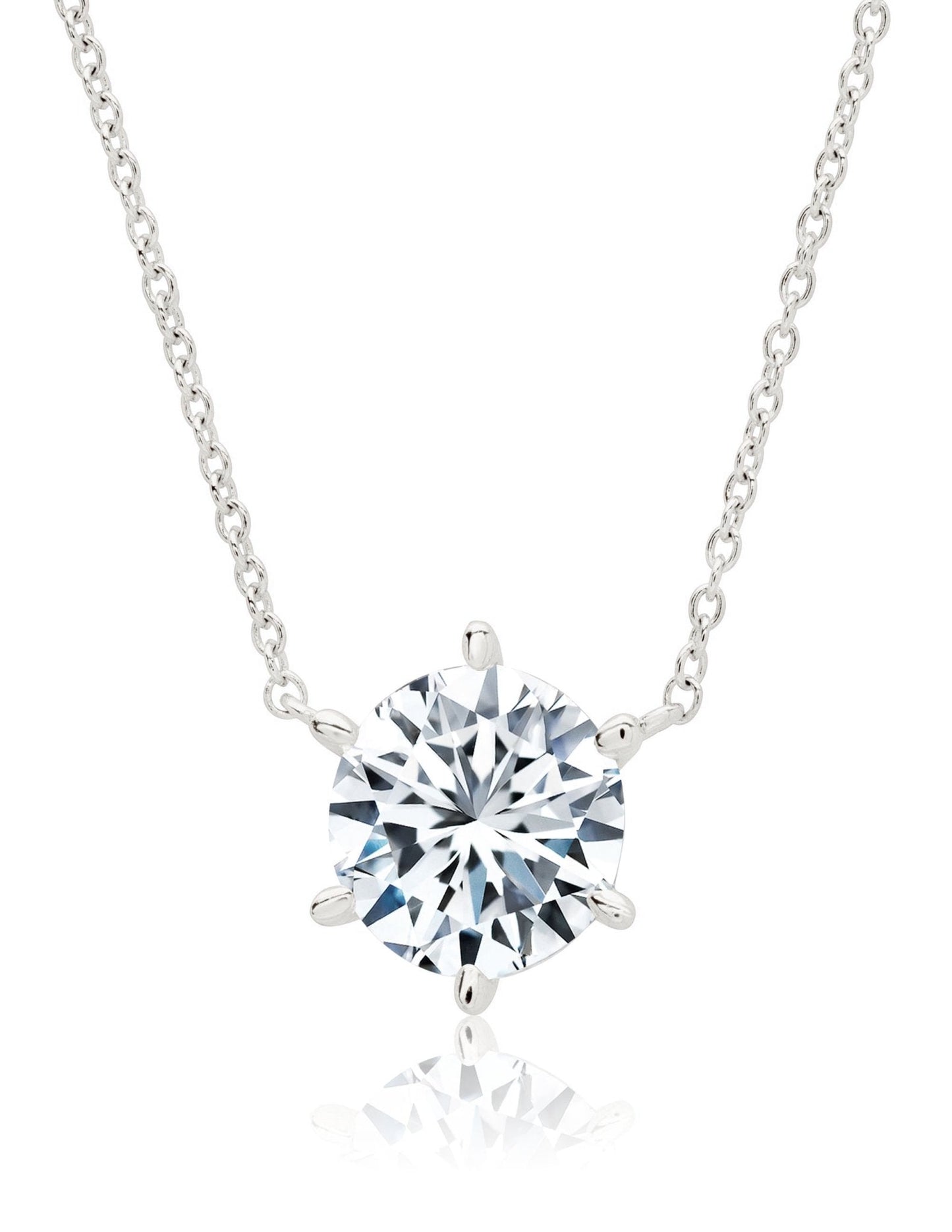 Crislu Solitaire Brilliant Necklace 6 Prong Pure Platinum