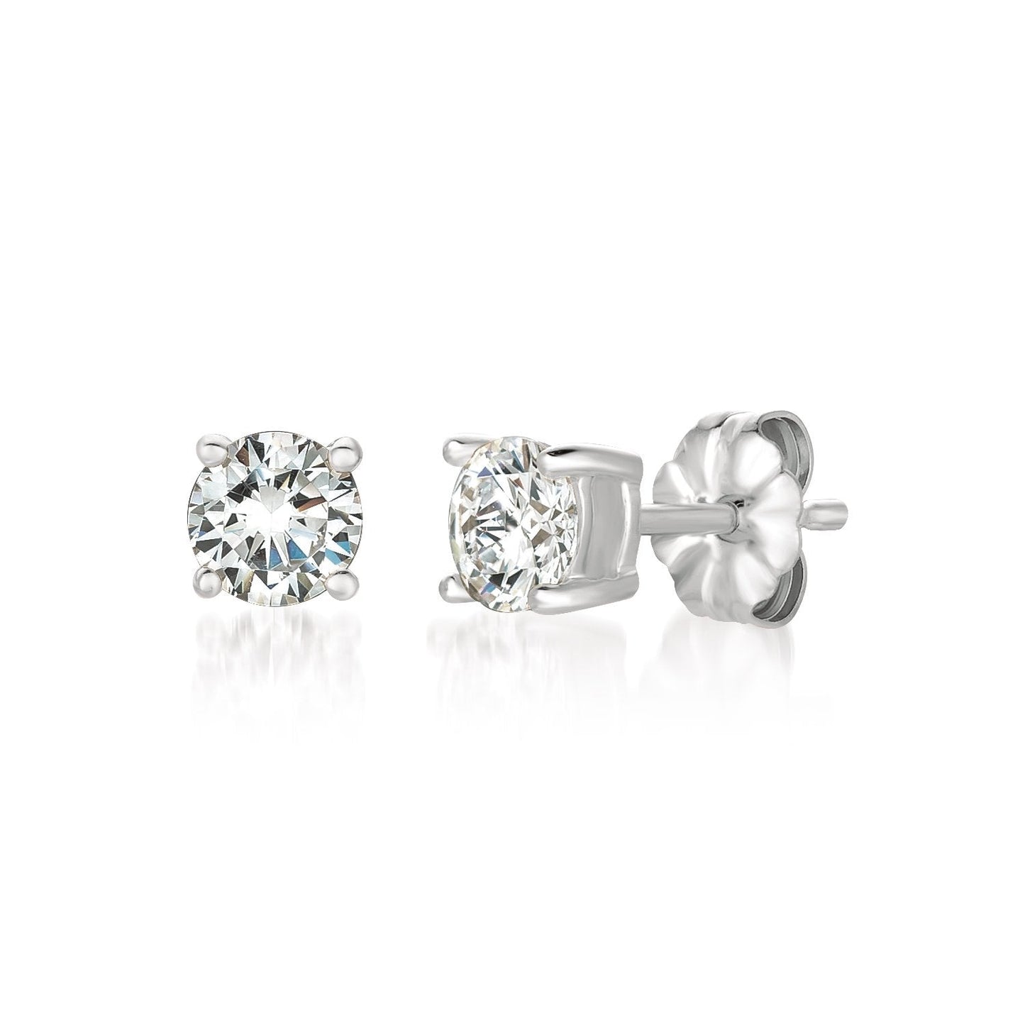 Crislu Solitaire Brilliant Stud Earrings Finished in Pure Platinum - 1.0 Cttw