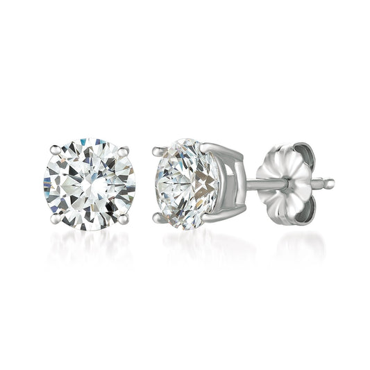 Crislu Solitaire Brilliant Stud Earrings Finished in Pure Platinum - 3.0 Cttw