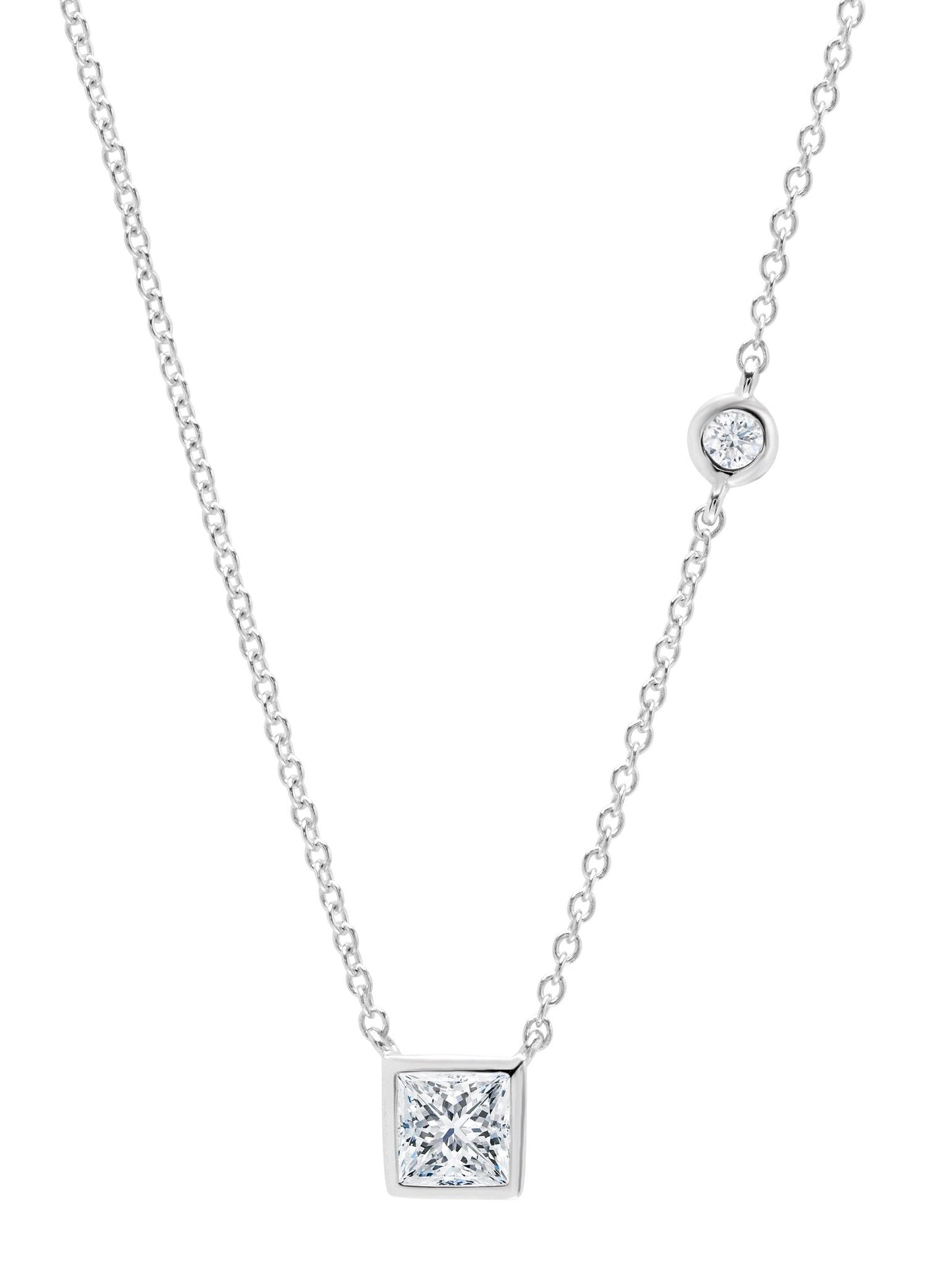 Crislu Square Ray CZ Necklace Finished in Pure Platinum