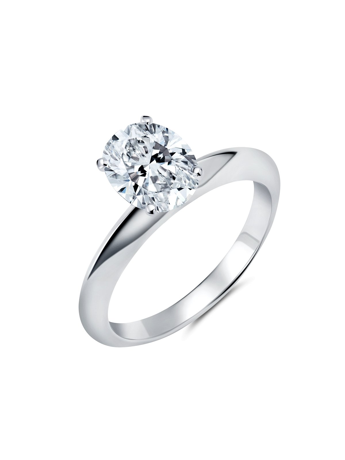 Crislu Tiffany Oval Cut Hand Set Cubic Zirconia Engagement Ring Finished In Pure Platinum