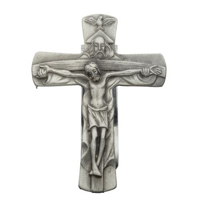 Extel Pewter Holy Trinity Crucifix Sun Visor Clip for Men Women Car Truck