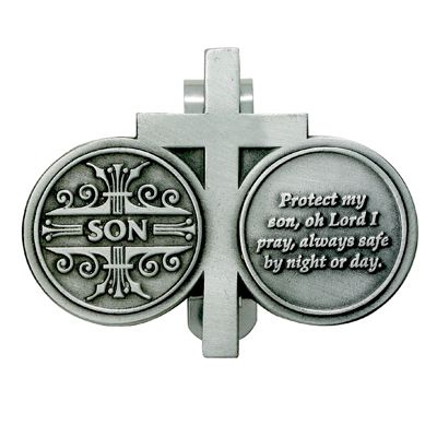 Extel Pewter Son and Cross Coins Sun Visor Clip for Son Car Truck