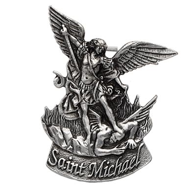 Extel Pewter St. Michael, Patron Saint of Police Sun Visor Clip for Police Officer Car Truck