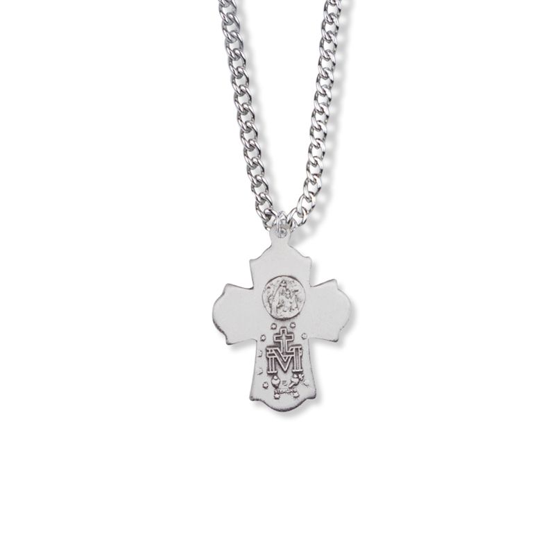 Extel Large Sterling Silver First Communion Four Way Medal Pendant for Boy Girl with 18" chain