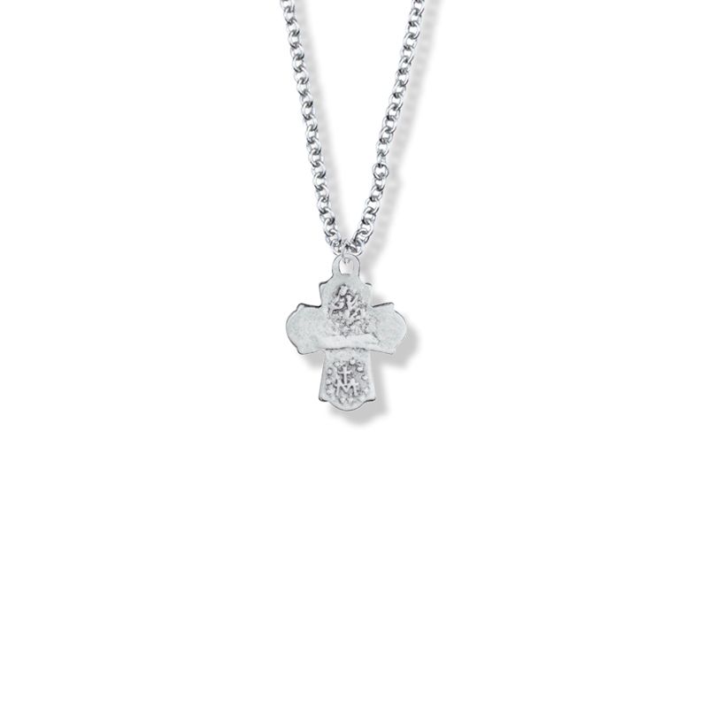 Extel Medium Pewter First Communion Four Way Medal Pendant for Girl with 16" chain