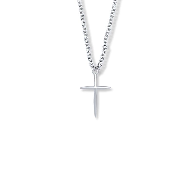 Extel Medium Sterling Silver Tapered and Pointed Ends Cross Pendant for Women with 16" chain