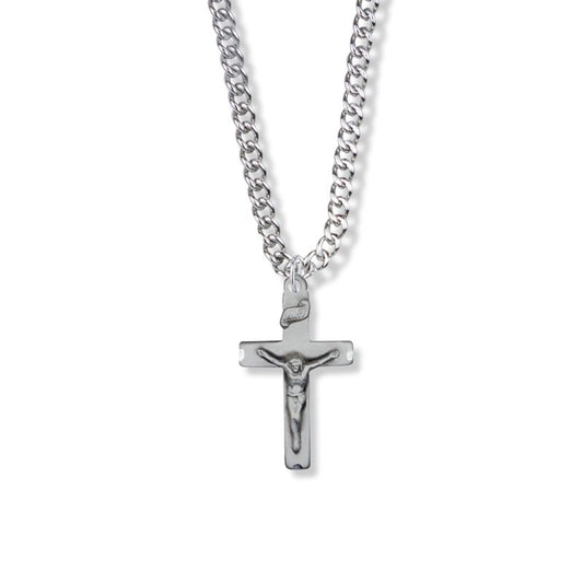 Extel Large Sterling Silver Engraved Crucifix Pendant for Boy with 20" chain