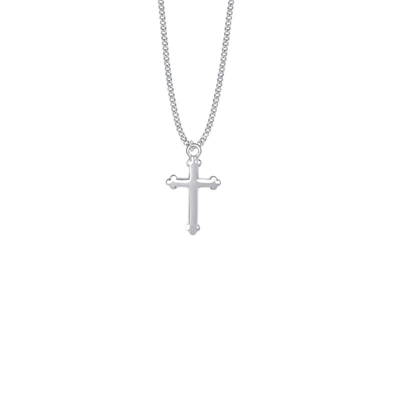 Extel Medium Sterling Silver Budded Ends Cross Pendant  for Women with 16" chain