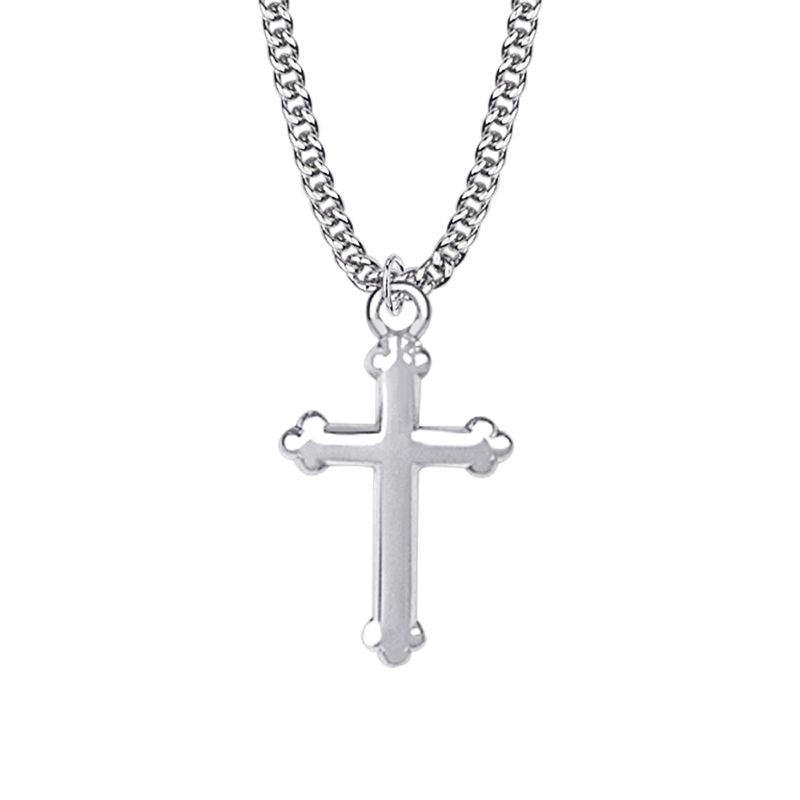 Extel Medium Sterling Silver Budded Ends Cross Pendant  for Women with 16" chain