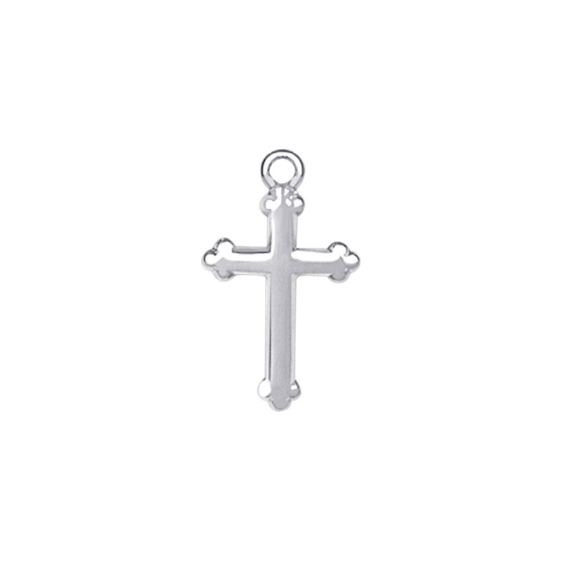 Extel Medium Sterling Silver Budded Ends Cross Pendant  for Women with 16" chain