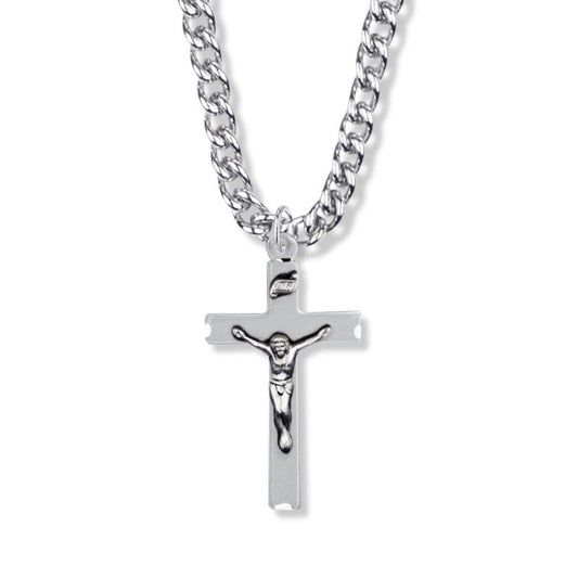 Extel Large Sterling Silver Engraved Crucifix Pendant for Men with 24" chain