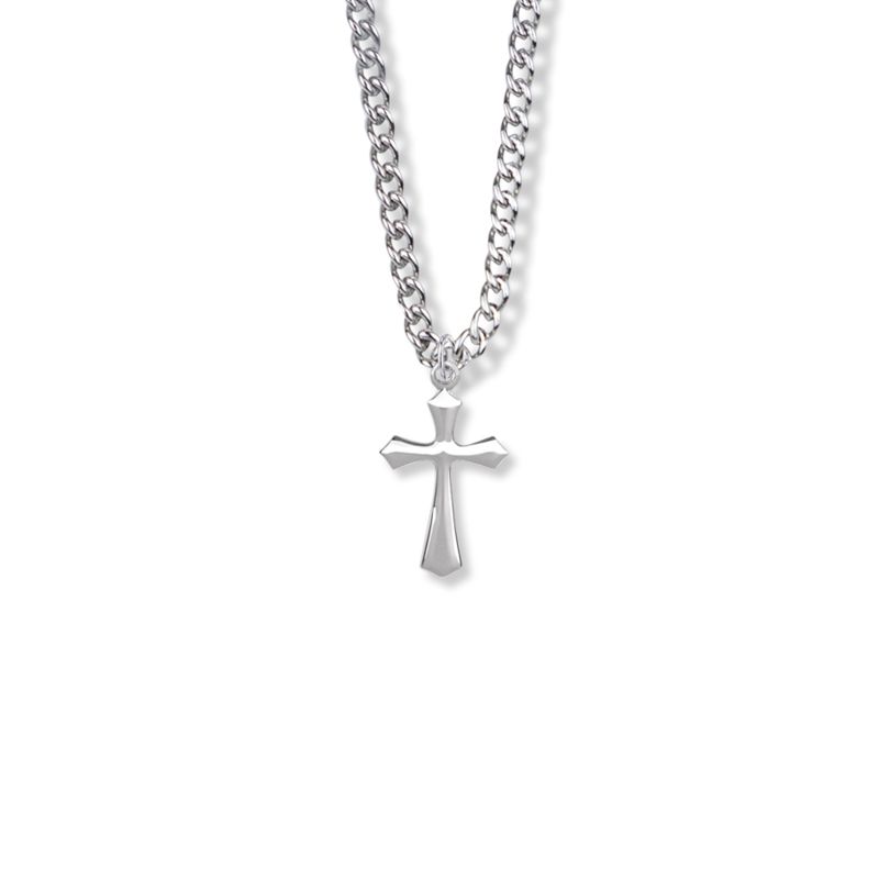 Extel Medium Sterling Silver Beveled Cross Pendant for Women with 18" chain