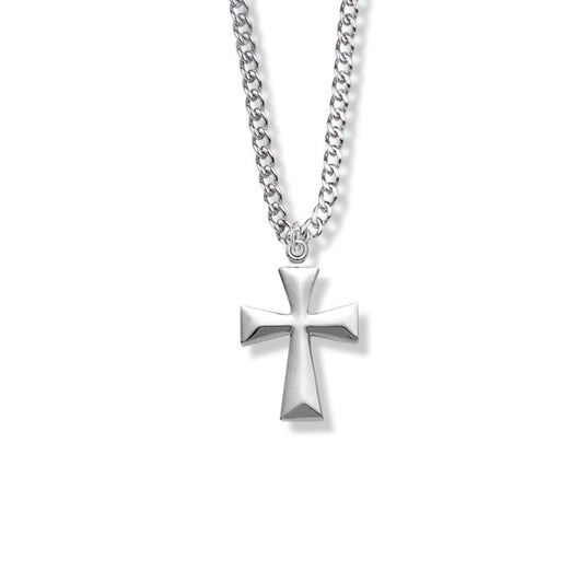 Extel Medium Sterling Silver Flared Cross Pendant for Boy with 18" chain