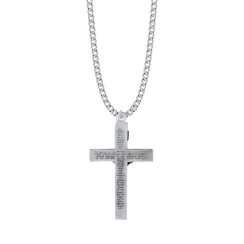 Extel Large Pewter Our Father Pewter Crucifix Pendant for Men with 24" chain