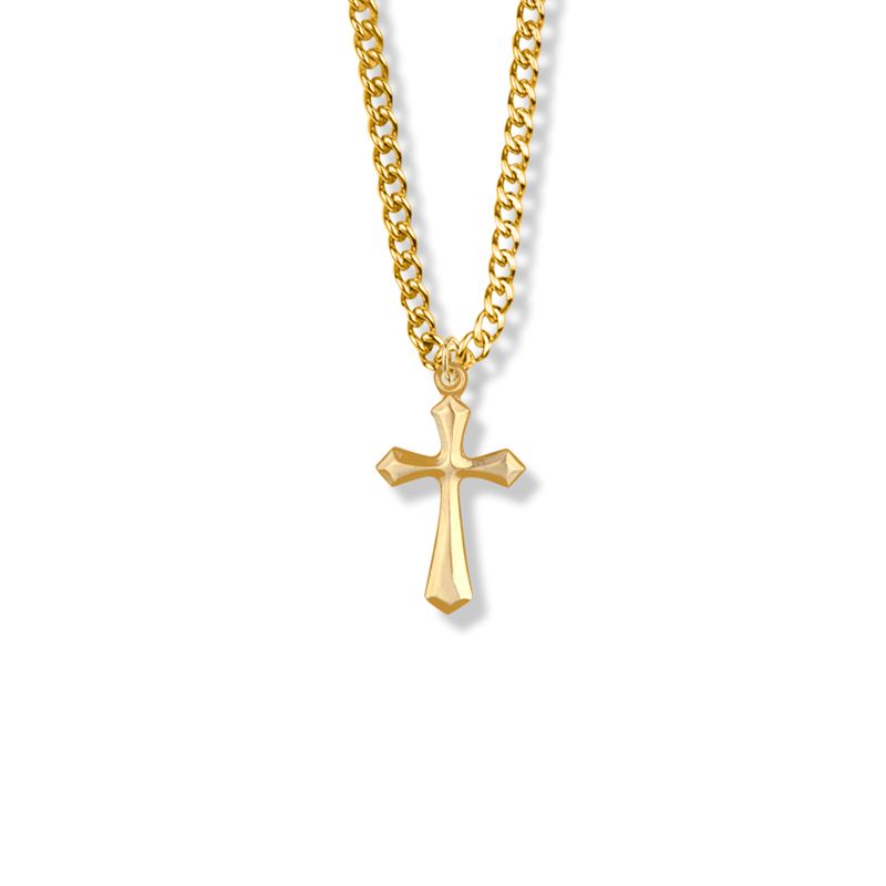 Extel Medium Gold Plated Flared and Pointed Ends Cross Pendant for Women with 18" chain