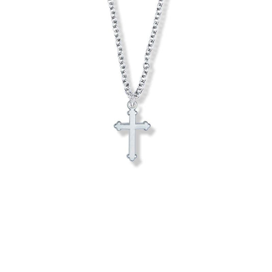 Extel Medium Silver Plated Budded Ends Cross Pendant for Girl with 16" chain