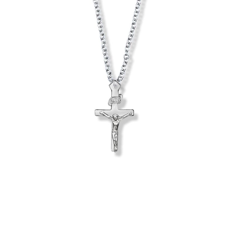 Extel Medium Pewter Girl First Communion Crucifix Pendant with 16" chain