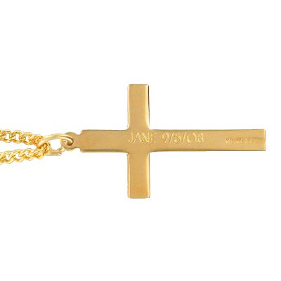 Extel Large 18KT Gold Plated Over Sterling Silver Beveled Inner Cross Pendant for Men with 24" chain