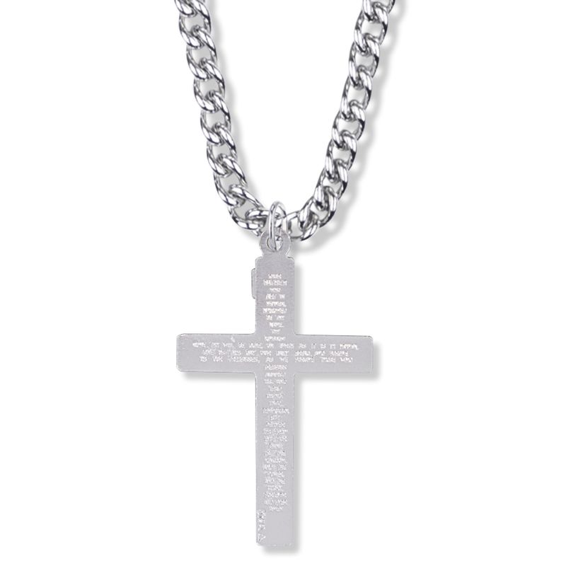 Extel Large Sterling Silver Our Father Crucifix Pendant for Men with 24" chain