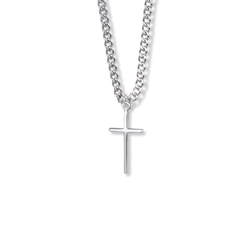 Extel Medium Sterling Silver Stick Cross Pendant for Women with 18" chain