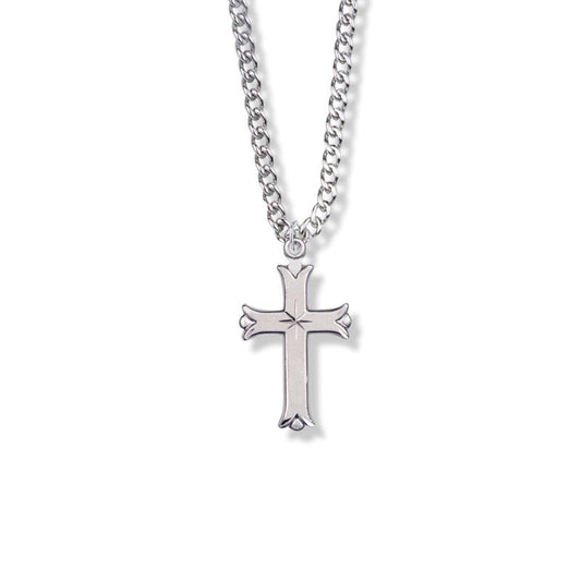 Extel Large Sterling Silver Budded Ends Cross Pendant for Women with 18" chain