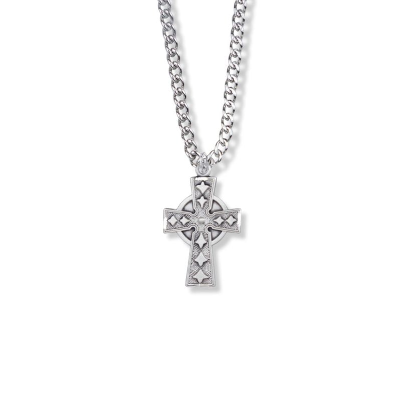 Extel Medium Sterling Silver Celtic Cross Pendant for Women with 18" chain