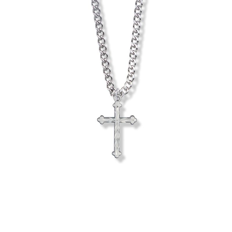 Extel Medium Sterling Silver Budded Ends Cross Pendant for Women with 18" chain