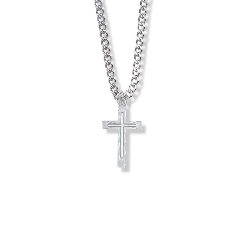 Extel Medium Sterling Silver Cross on Cross Pendant for Women with 18" chain