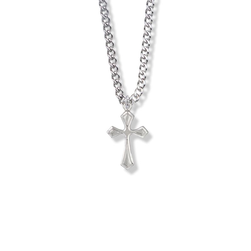 Extel Medium Sterling Silver Pointed Ends Cross Pendant for Women with 18" chain