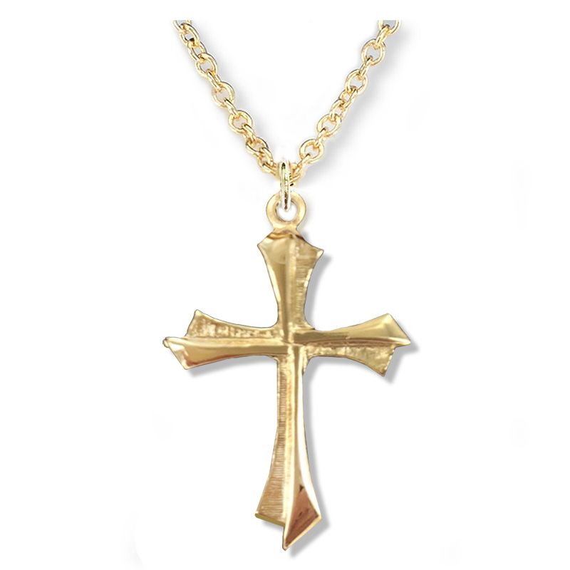 Extel Medium 14KT Gold Plated Over Sterling Silver Flared Pointed Ends Cross Pendant for Women with 18" chain