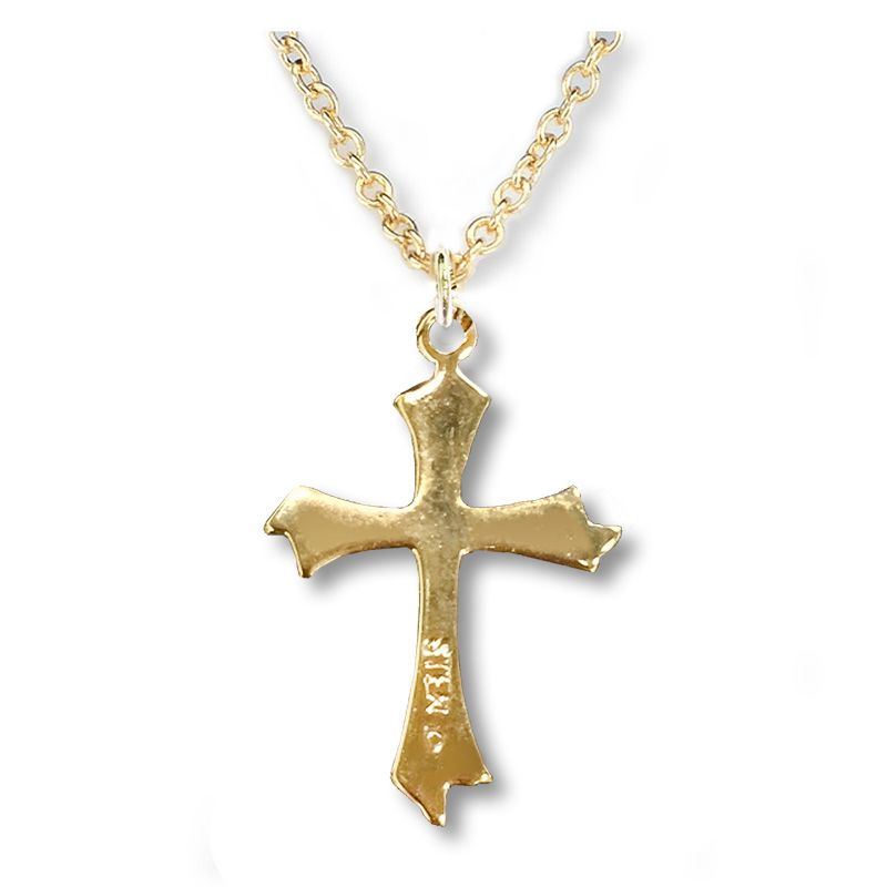 Extel Medium 14KT Gold Plated Over Sterling Silver Flared Pointed Ends Cross Pendant for Women with 18" chain