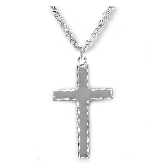 Extel Large Sterling Silver Cross Pendant with Our Father Prayer on Back for Men with 24" chain